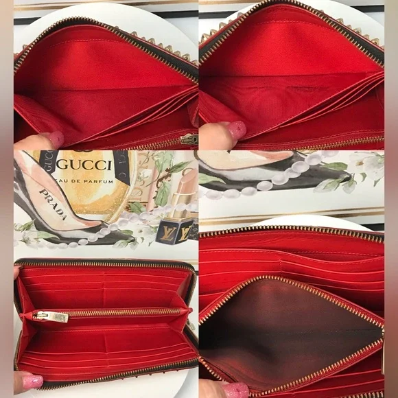 Christian Louboutin Panettone Studded Leopard Zip Around Wallet πβ€οΈ - Picture 7 of 17